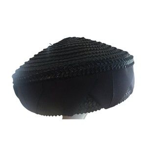 VTG Retro Jonette Originals Los Angeles 60s Black Straw/Ribbon Pill Box Hat